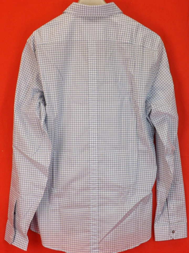 NWT GUCCI TOPAZ PLAID SOFT VICHY COTTON BUTTON SLIM DRESS SHIRT 18 46 #307648 - Image 2 of 4