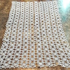 VINTAGE CROCHETED LACE DRESSER SCARF OR TABLE RUNNER--2 AVAILABLE--IVORY COLOR