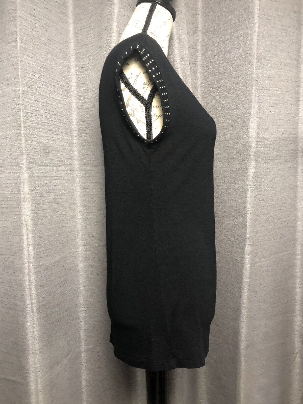 Sacks Fifth Ave Women’s Black Studded T-Shirt - image 3