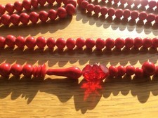 Vintage 1920s/30s Red Glass Beads, Hand Threaded Long Necklace, Flapper Art Deco