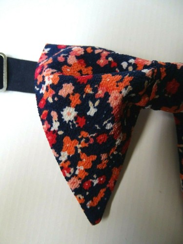 NEW Handmade Vintage style Bow tie 70`s Floral Navy/Pink Wedding prom Gift 4 Him - Picture 2 of 3