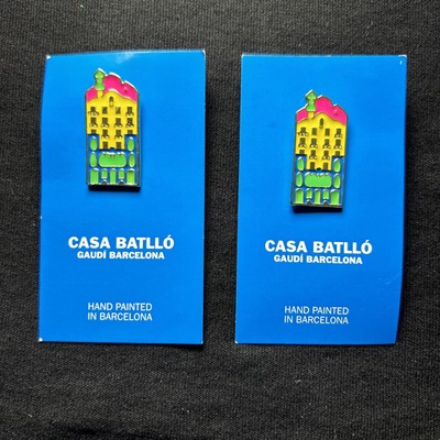 Casa Batllo Souvenir Pins Lot of 2 Antoni Gaudi Built Mansion in Barcelona Spain