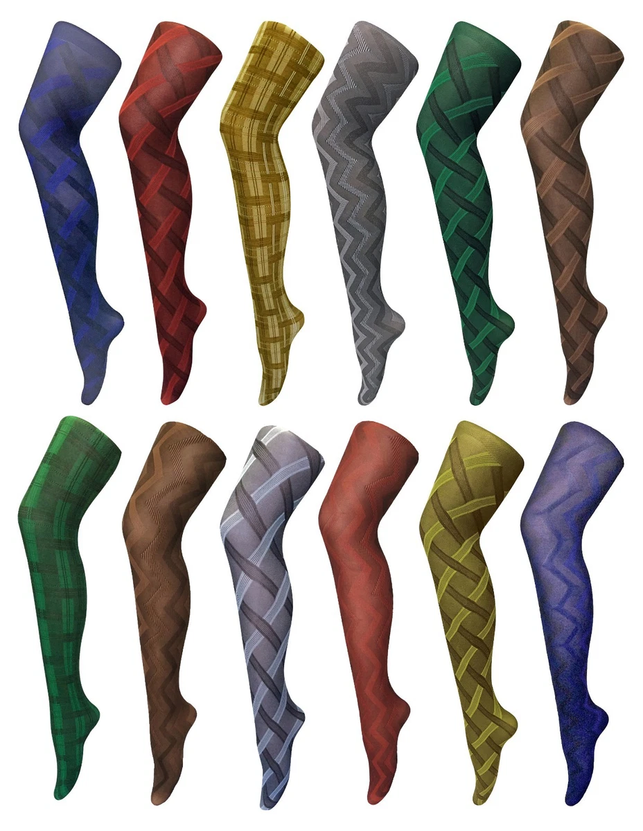 Womens 80 Denier Thick Coloured Winter Fancy Patterned Tights One size 8-14  UK