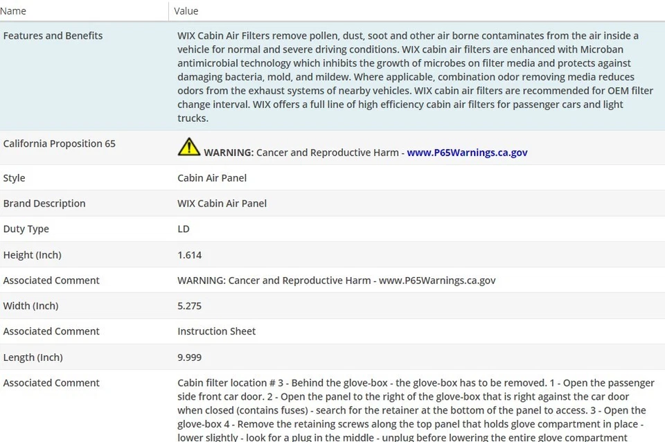 Filtro de aire de cabina WIX para MERCEDES-BENZ ML350 2010-2013 V6-3.0L Foto 3 de 4