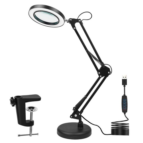 Lupe mit Licht und Ständer 10X, 2-in-1 stufenlos dimmbare LED-Schreibtischlampe - Bild 2 von 11