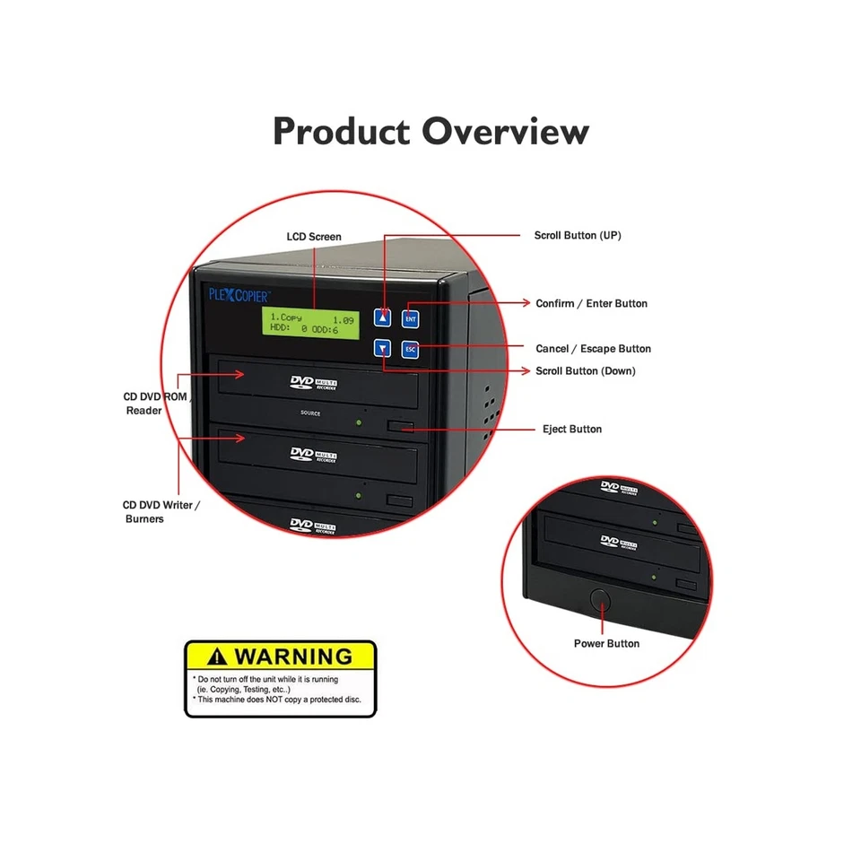24X SATA 1 to 5 CD DVD M-Disc Supported Duplicator Writer Copier Tower with F... - Image 3 of 4
