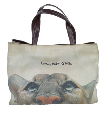 Anya Hindmarch Tasche Vintage Tote Look Don't Stare Satin Wild Cat Rare Small Tote
