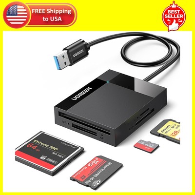 SD Card Reader USB 3.0 Card Hub Adapter 5Gbps Read 4 Cards Black