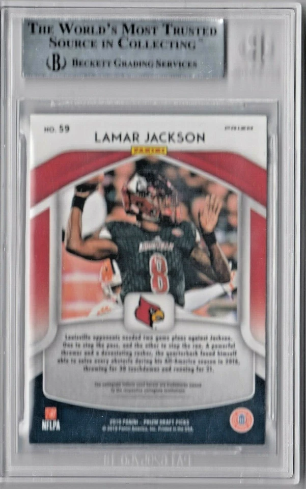 2019 Panini Prizm Pink Pulsar All American Lamar Jackson #59 BGS 9 - Image 2 of 2