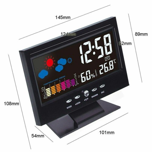 Digital Alarm Clock Snooze Calendar Thermometer Hygrometer Weather Display - Picture 11 of 17