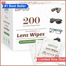 Lens Cleaning Wipes 200 Count Individually Wrapped Ammonia Free Unscented for