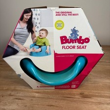 Bumbo Floor Seat Blue Baby Infant Support Chair with Safety Harness and Box