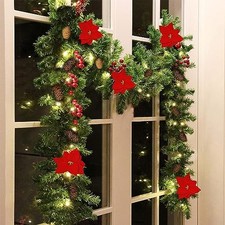 9 FT Pre-lit Christmas Garland, Lighted Artificial Xmas Garlands Decorations