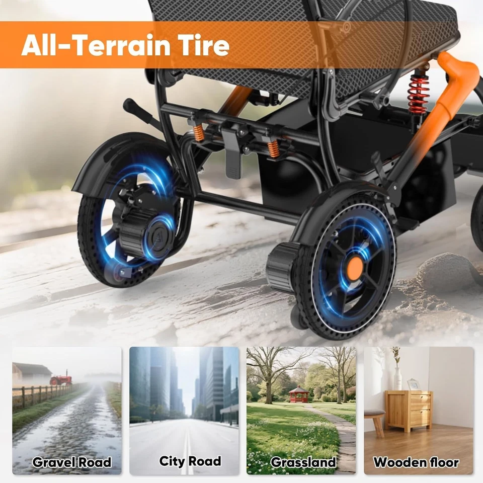 Silla de ruedas eléctrica plegable 36 lb, 350 lb todo terreno viaje - ligeramente usada Foto 4 de 4