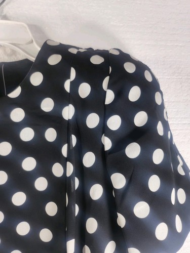 Vintage Evenings Pantagis Damen gepunktetes Chifon Kleid Shirtärmel schwarz weiß - Bild 6 von 15