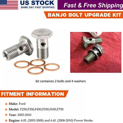 #ad Fuel Banjo Bolt Washer Upgrade Kit for Ford F250 F350 F550 Powerstroke 6.0L 6.4L $21.95