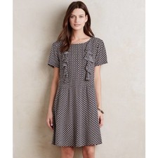 NEW Anthropologie Tylho Women's Black Ruffled Tunic Mini Dress Size Small