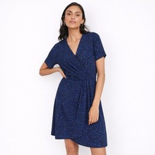 Banana Republic Blue Animal Leopard Print Wrap Dress XS Small
