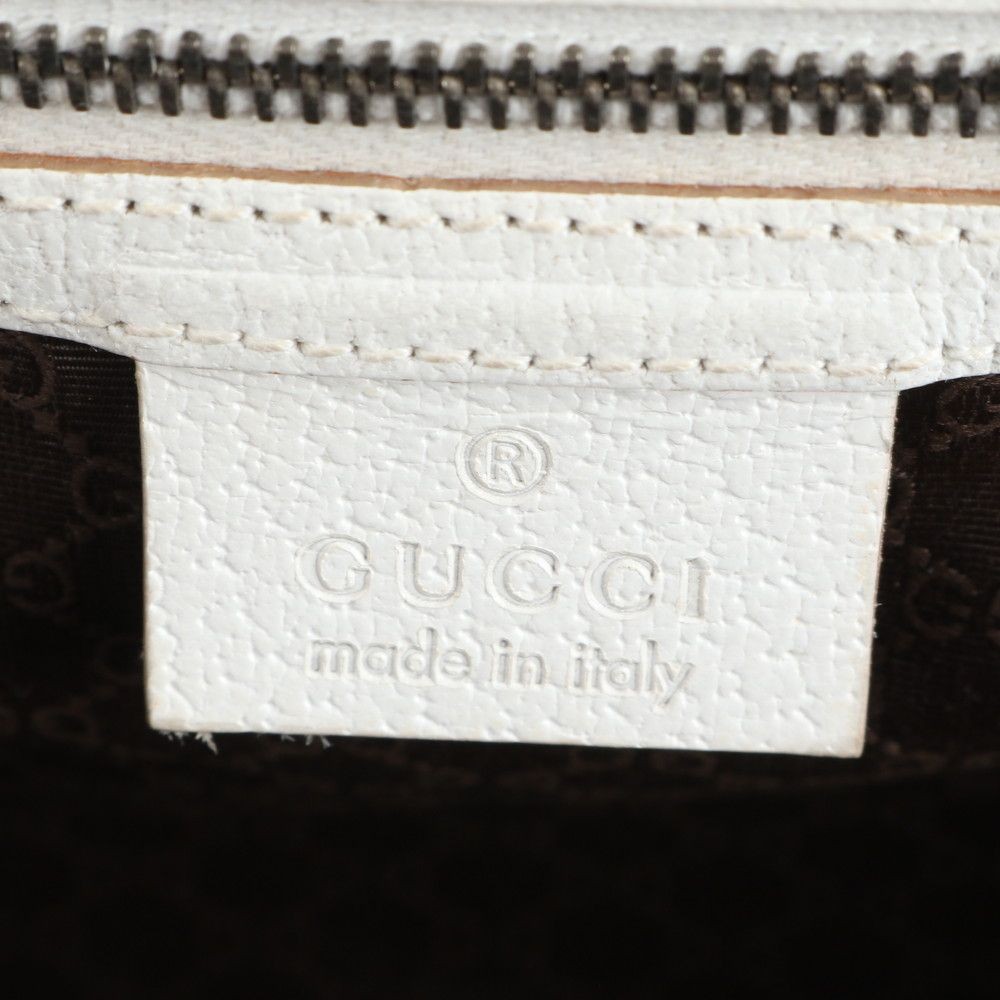 Gucci 92726 White Leather Tote Bag with Silver Metal Fittings Authentic Women's thumbnail 8