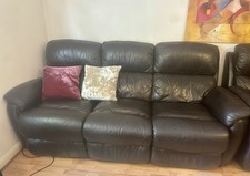 DFS La-Z-Boy 610451 Brown Leather 3-Seater Recliner Sofa 205x95x90cm