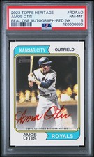 2023 Topps Heritage Real One Autographs #ROAAO Amos Otis - Red Ink PSA 8