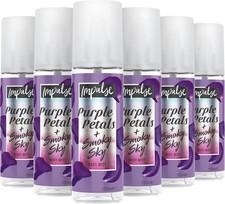 6 x Impulse PURPLE PETALS + SMOKY SKY Fragrace Body Mist Spray 150ml FREE POST