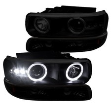 For 99-02 Silverado 00-06 Suburban Tahoe Smoke Led Halo Headlightsbumper Lamps
