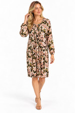Sundance Boho Prairie Floral Button Front Dress Size Medium Pintuck Pockets