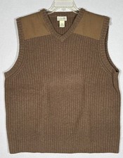 LL Bean Commando Sweater Vest Mens XXL Brown Merino Lambswool Hunting Shooting