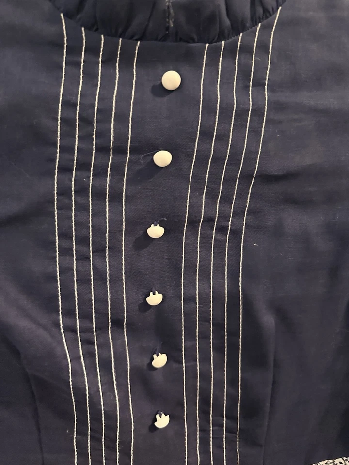 Vintage Cinderella Little Girls Ruffled Neck Dress Size 10 70’s No Iron - Image 2 of 4