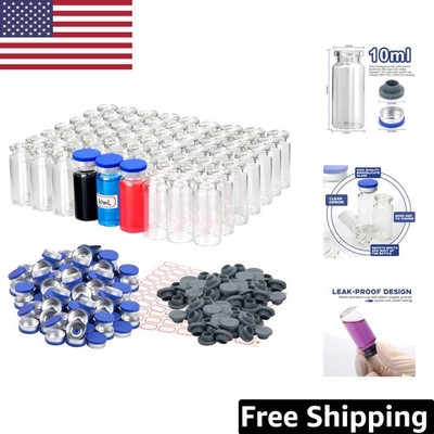 100-Pack 10ml Clear Glass Vials with Caps for Home & Lab - Borosilicate Quality