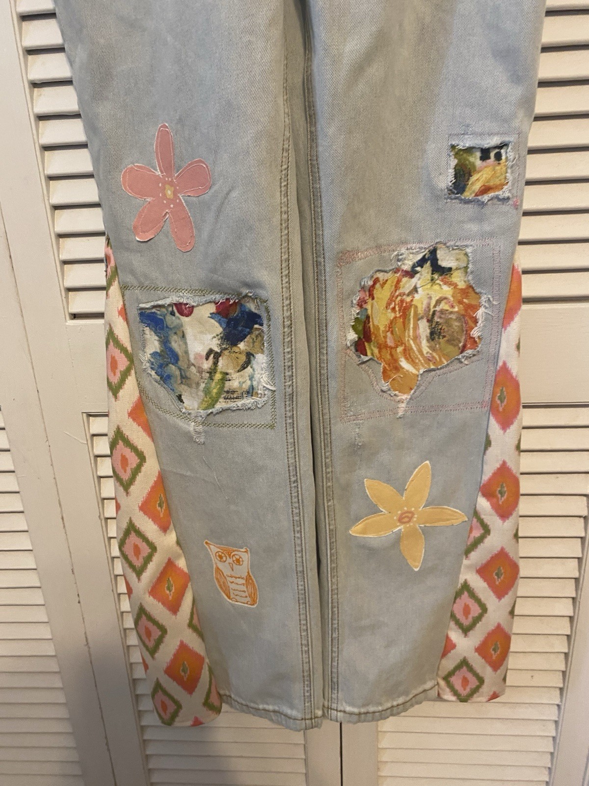 Handmade Patchwork Upcycled Boho Hippie Wide Leg … - image 3