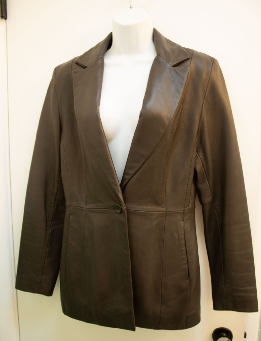 Cache Single Button Front Genuine Leather Jacket … - image 1