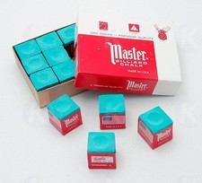 Master GREEN Pool Billiard Cue Q Stick Chalk Doz. Box 12-Pack 1 Dozen 12 ct.