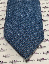 UNBRANDED 100 Silk Blue Geometric Floral Design Tie NEW