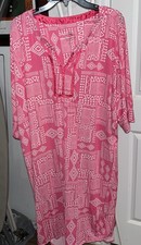 Pink GS Geometric Nightgown Satin Trim. Plus Size 3X
