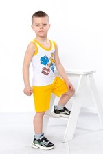 Boys  Summer Cotton Set   Bright Printed Tank Top  Comfortable Elastic Waist...