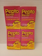 FOUR Pepto Bismol Chewables Nausea Stomach Relief, 12 Tablets Each Exp: 02/28