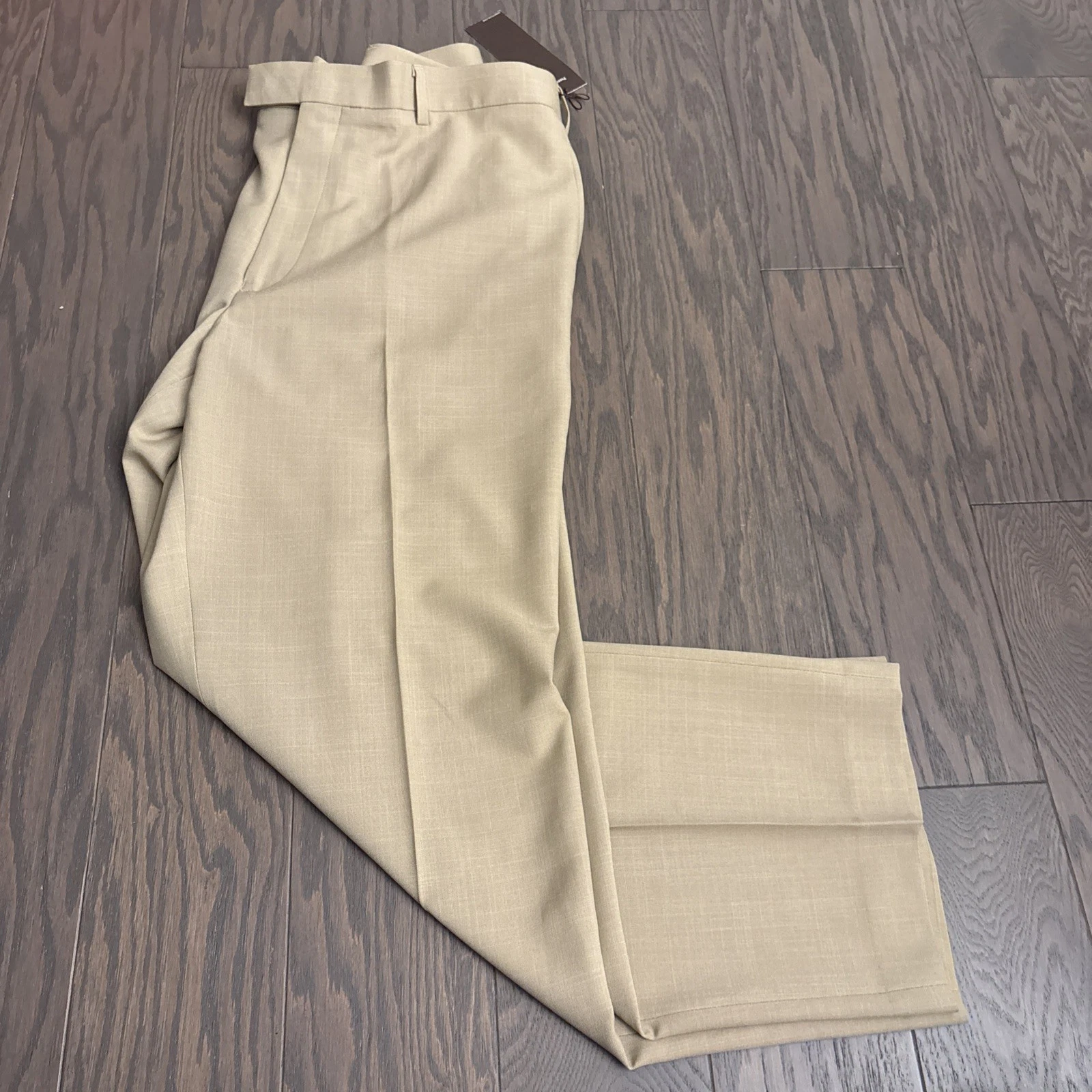 NWT Perry Ellis Classic fit Dress Pants 36 x 30 Beige Solid Stretch Polyester