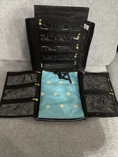 Debbee Flip n Dazzle Blue Gold Bee Ultimate Travel Makeup/Jewelry Organizer Case