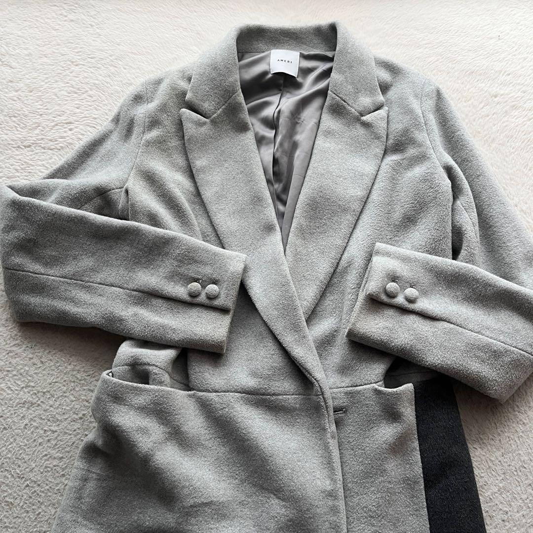 Ameri Vintage Chesterfield Long Coat Gray Double … - image 5