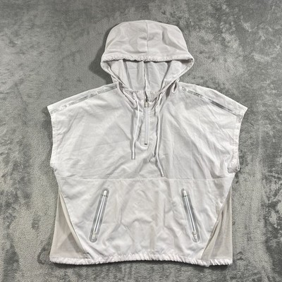 Fabletics Hooded Pullover 1/4 Zip Womens XL White Sleeveless Mesh Performance