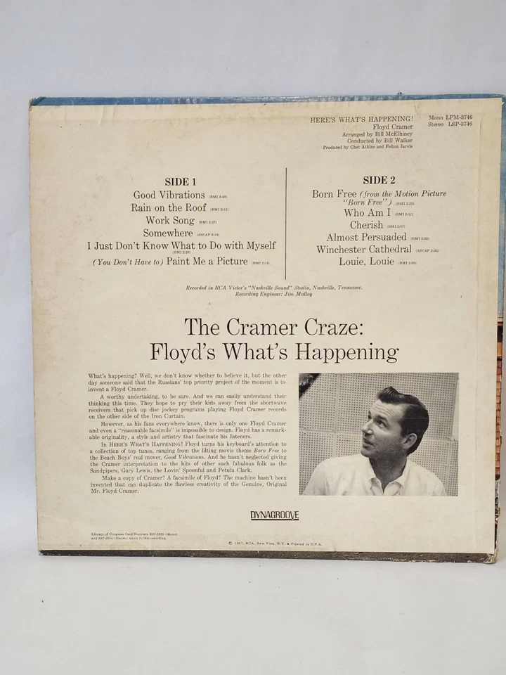 1967 Floyd Cramer Here's What's Happening Vinyl LP Record LSP-3746 - Image 2 of 4