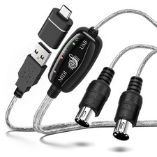 MIDI Cable USB Type C Adapter 2-in-1 Piano Keyboard Synthesizer