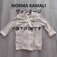 NORMA KAMALI Vintage Ivory Coat M 80s 90s Rare Retro