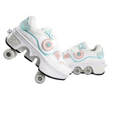 2-in-1 Roller Skate Shoes - Unisex Retractable Roller Skates with 4 Wheels,Sk...