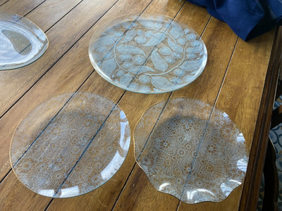 Vintage Mid Century Runde Glas Servierschalen Teller x 3 gemäß Fotos