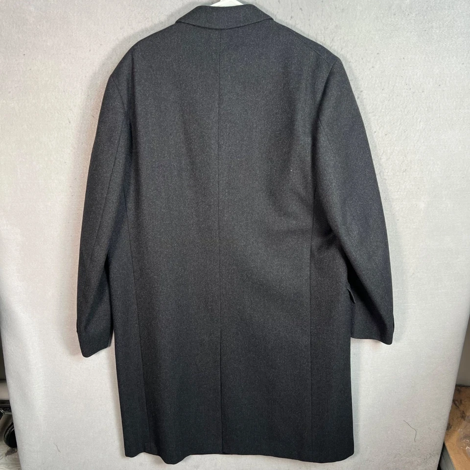Hickey Freeman Wallachs Custom Made Wool Overcoat Dark Gray - Image 2 of 4