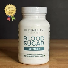 NEW Pure Health Research Blood Sugar Formula Dietary Supplement 60 Caps 10/2025
