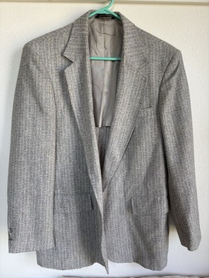 Gottschalks Blazer Mens Sport Jacket 100% Silk Lined Wool Gray 44R